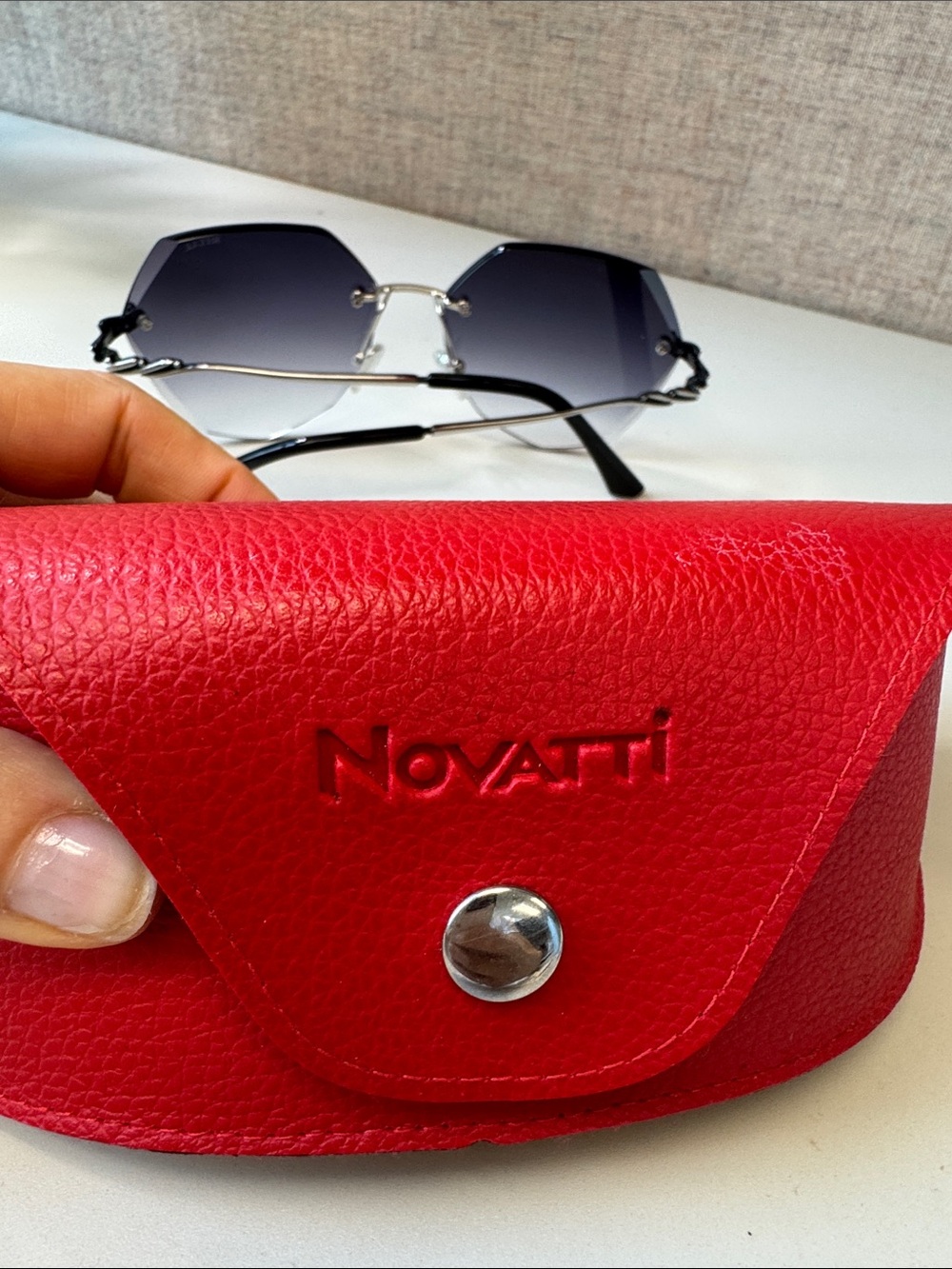 Authentic Novattti Women’s Rimless Gradient Gray Italian Sunglasses NEW - Picture 8 of 10